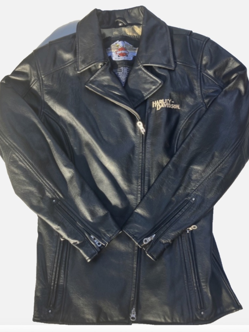 Harley Davidson Mens M Genuine Leather Motorcycle Jacket Black Biker Riding